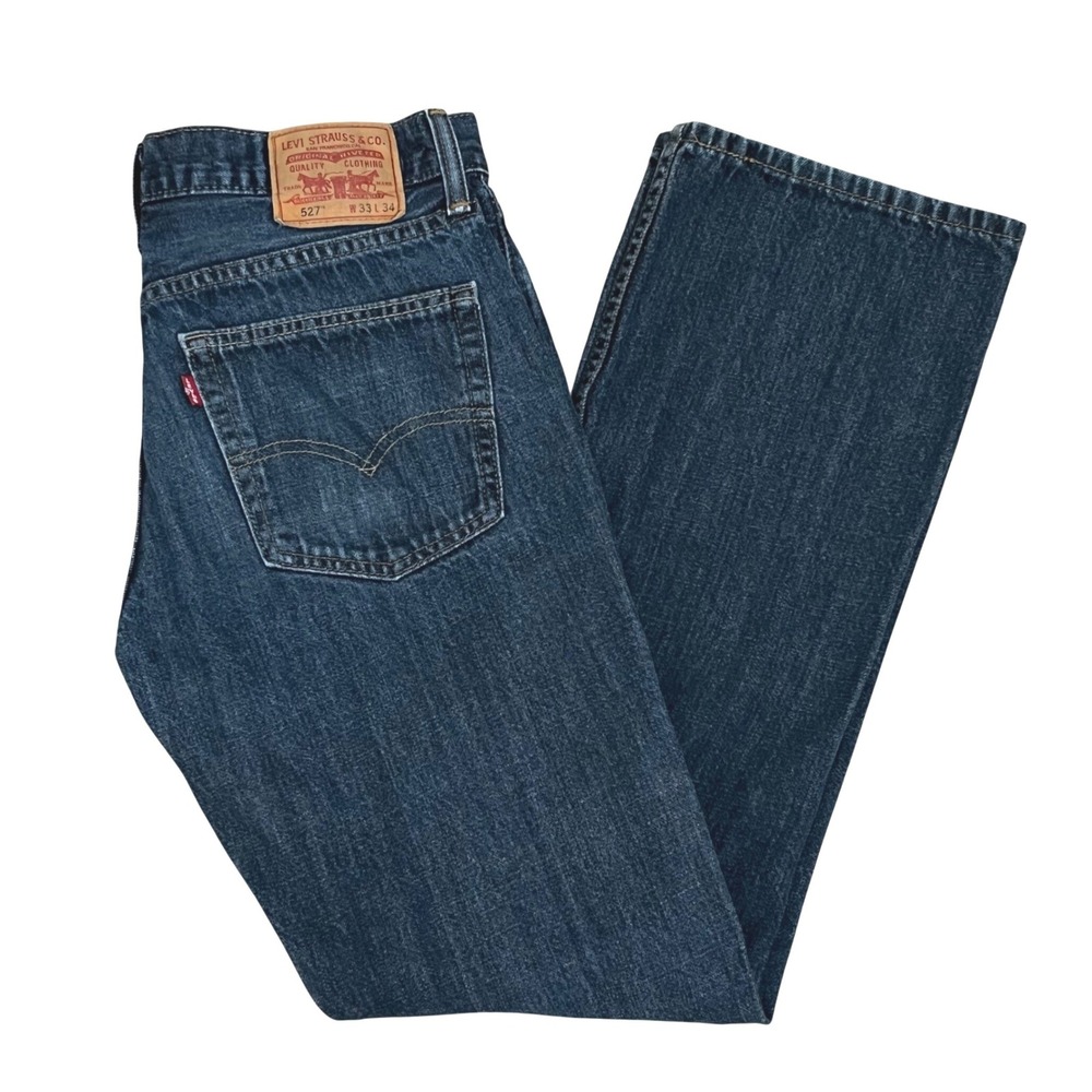Levi's Mens 527 Slim Bootcut Jeans 33x33 Dark Blue Denim Cotton Modern Western